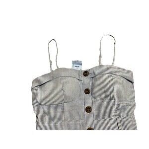 Purple Snow Juniors Blue White Striped Dress Size Medium Spaghetti Strap Heart